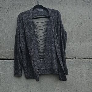 Cherish Gray Open-Front Cardigan